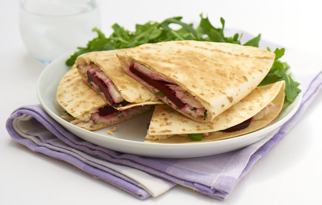 Beetroot, Goat's Cheese and Mint Quesadillas