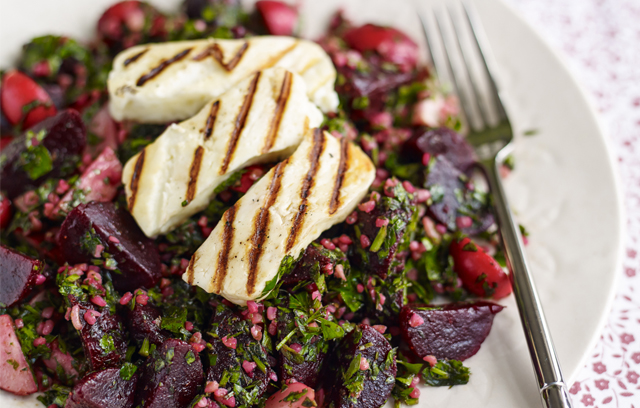 Beetroot Tabbouleh with Griddled Halloumi