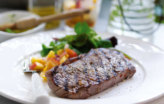 Barbecued Steak with Peach Relish