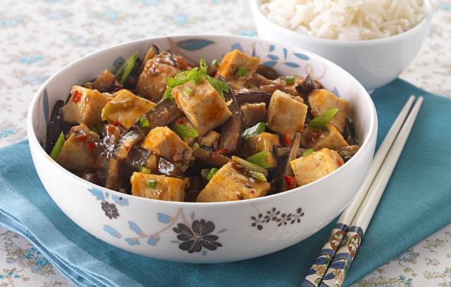 Sichuan-style 'Fish Fragrant' Aubergine with Tofu