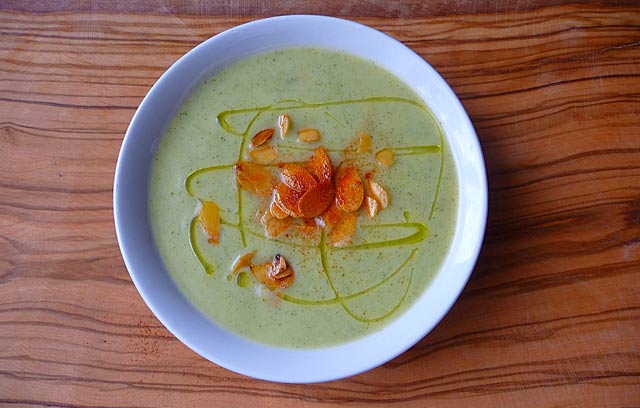 Courgette Soup with Paprika and Toasted Almonds