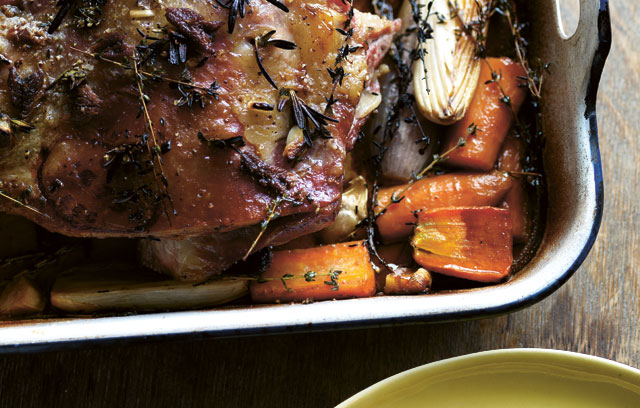 Roast lamb with rosemary, garlic and anchovies.