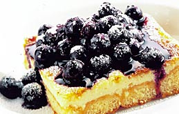 British Cheesecake with Warm Blueberries