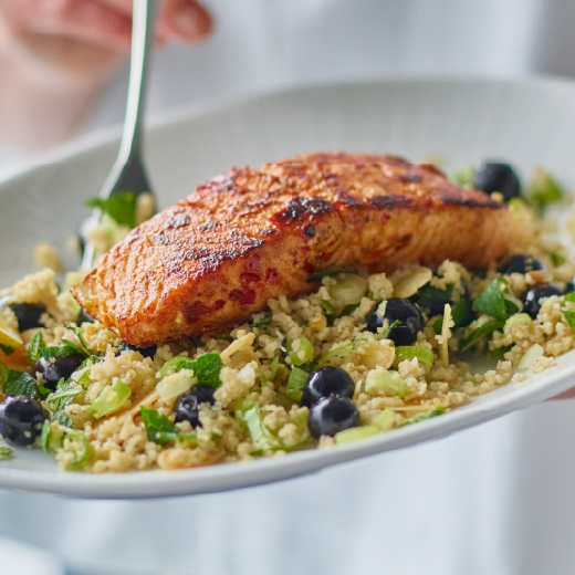 Spicy Salmon and Blueberry Burst Couscous