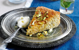 Pistachio Cake with Rowse Honey Syrup 