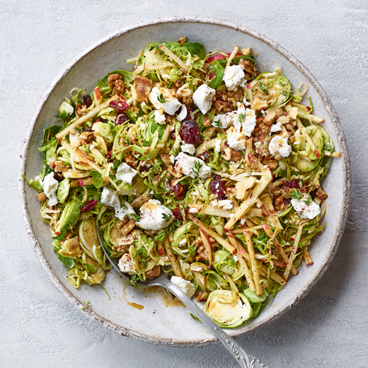Shredded Sprout Salad with Sumac and Cranberries