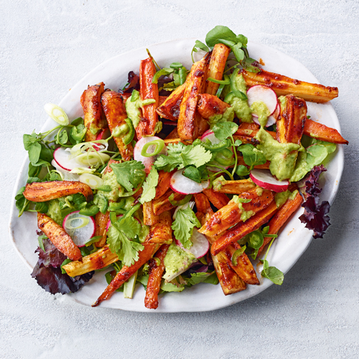 Chipotle Carrot and Parsnip Salad with Avo Dressing