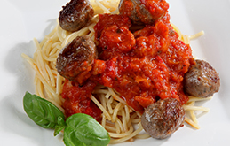 Veal Meatballs with Spaghetti and Hidden Mediterranean Vegetable Sauce 