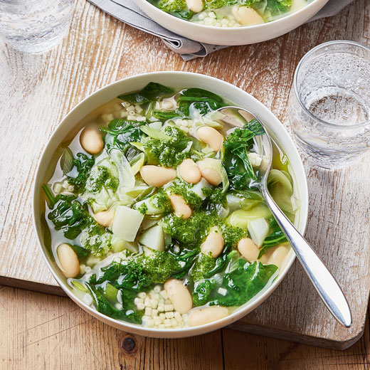 Spring Minestrone with Kale Oil   