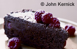 Gooey Chocolate Cake with Raspberries