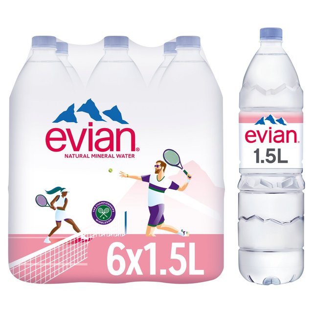 Evian Still Mineral Water, 6 x 1.5L