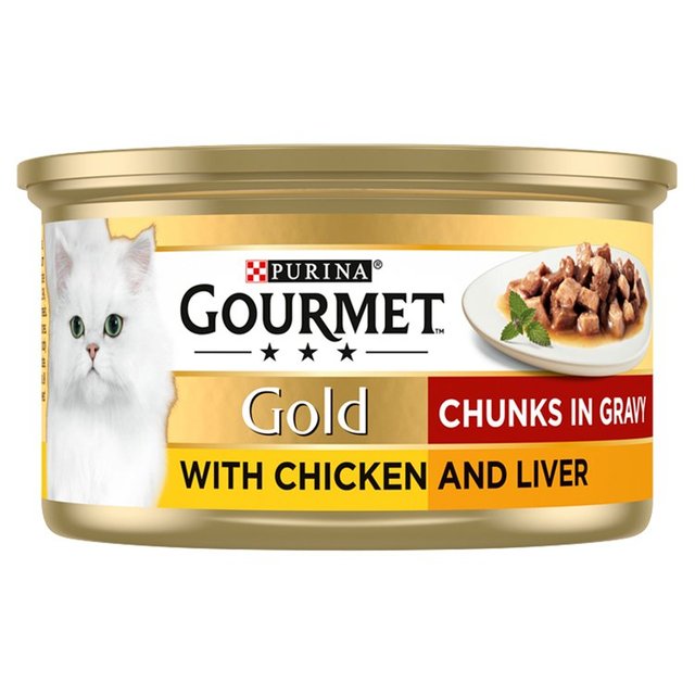 Gourmet Gold Tinned Cat Food Chicken and Liver In Gravy, 85g