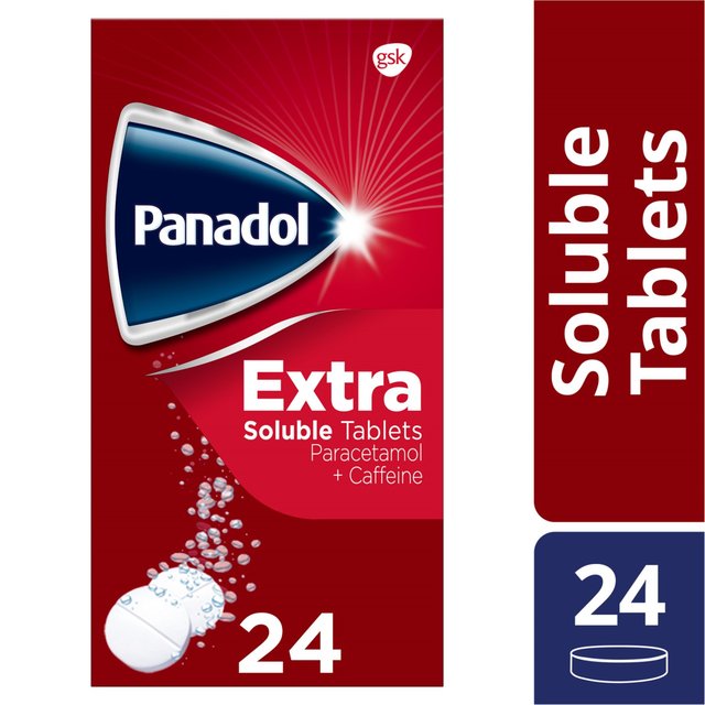 Panadol Extra Painkillers Soluble Paracetamol & Caffeine 500mg 24s, 24 Per Pack