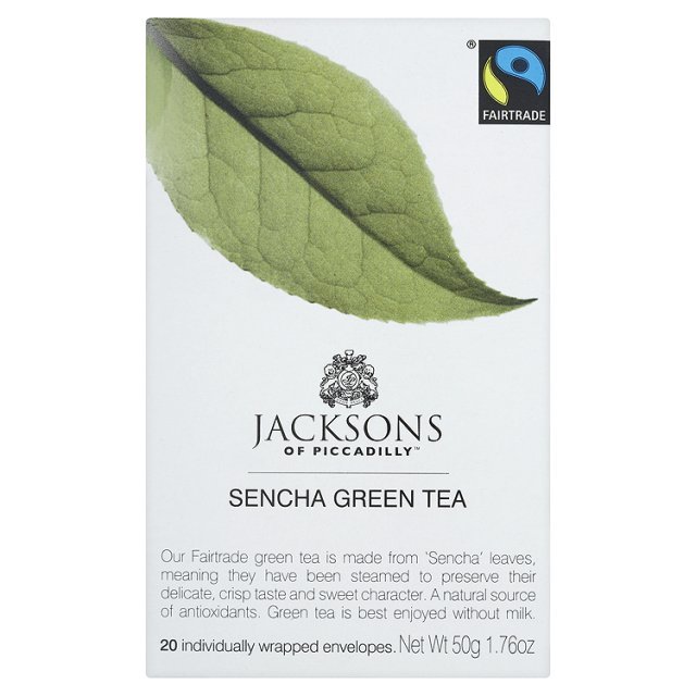 Jacksons of Piccadilly Fairtrade Sencha Green Tea, 20 Per Pack