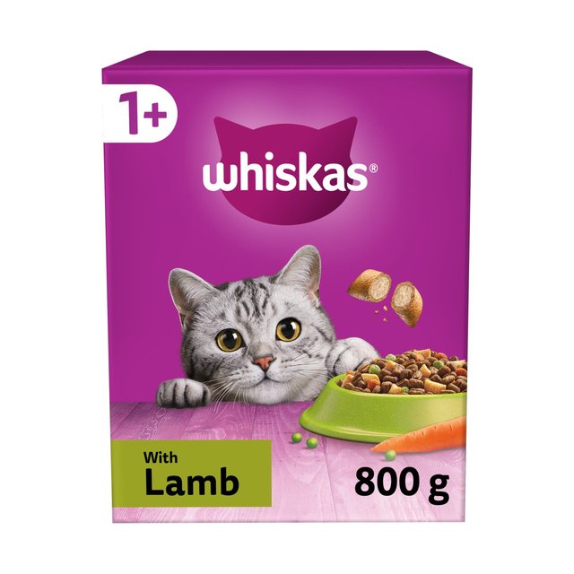 Whiskas 1+ Adult Dry Cat Food With Lamb, 800g