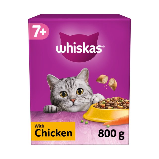 Whiskas 7+ Adult Dry Cat Food With Chicken, 800g