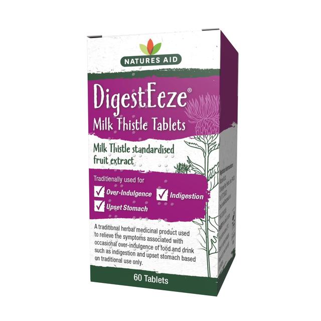 Natures Aid DigestEze Milk Thistle Over-Indulgence Relief Tablets, 60 Per Pack