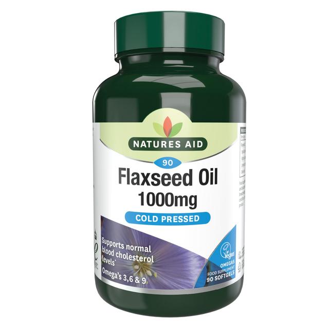 Natures Aid Vegetarian Flaxseed Oil 1000mg Capsules, 90 per Pack