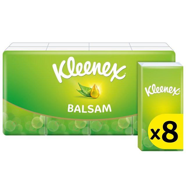 Kleenex Balsam Facial Tissues - Pocket Pack, 8 x 9 per Pack