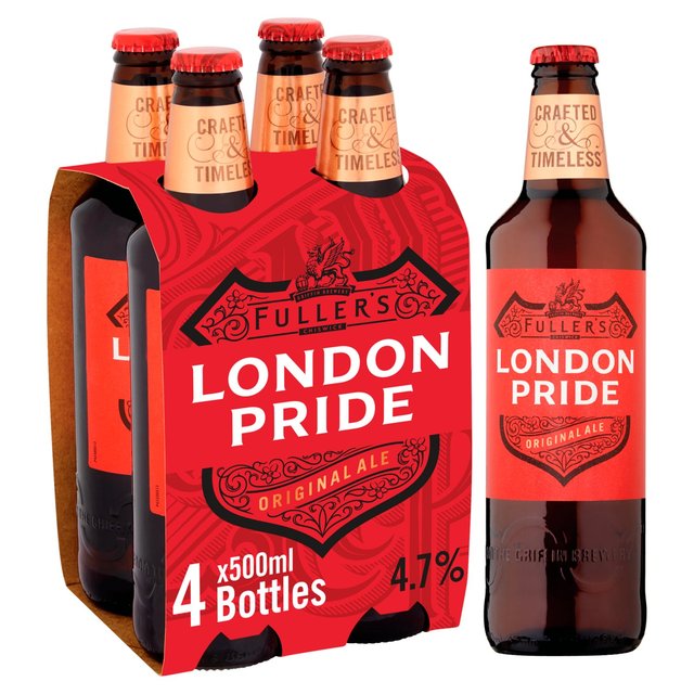 Fuller’s London Pride Amber Ale Beer Lager Bottles, 4 x 500ml