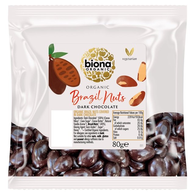 Biona Organic Brazil Nuts Dark Chocolate, 80g