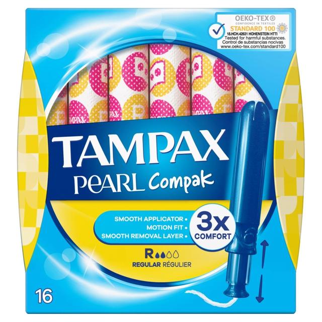 Tampax Pearl Compak Regular Tampons, 16 Per Pack
