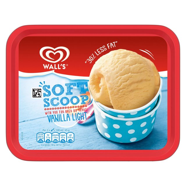 Wall’s Soft Scoop Vanilla Light Ice Cream Tub Dessert, 1.8L