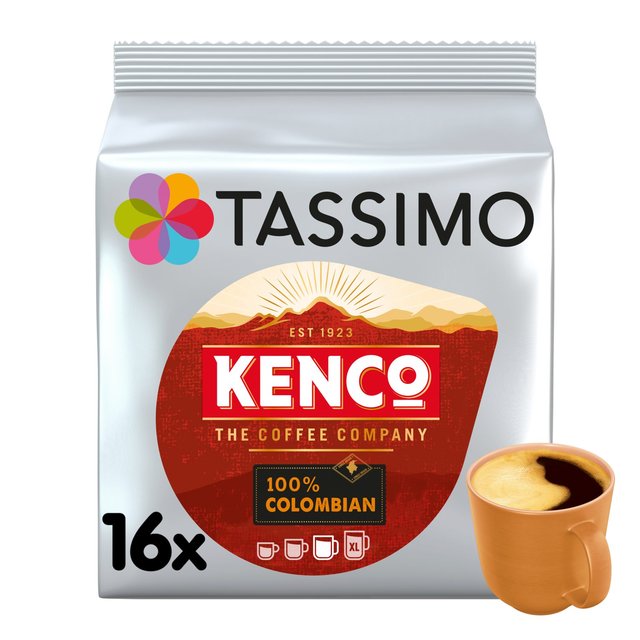 Tassimo Kenco 100% Colombian Coffee Pods, 16 Per Pack