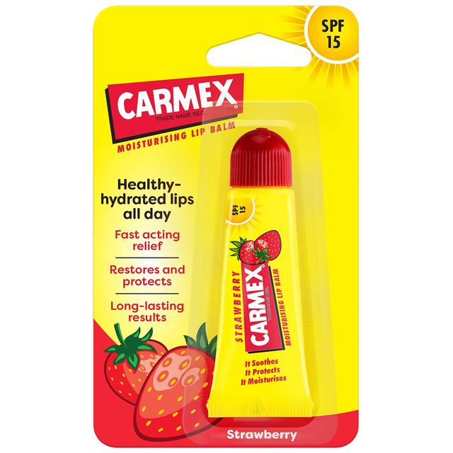 Carmex Strawberry Lip Balm Tube SPF15, 10g