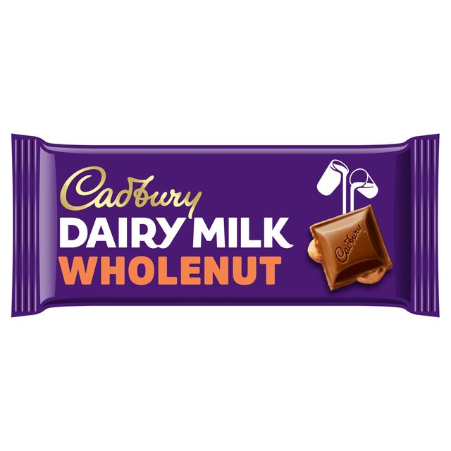 Cadbury Dairy Milk Whole Nut Chocolate Bar, 120g