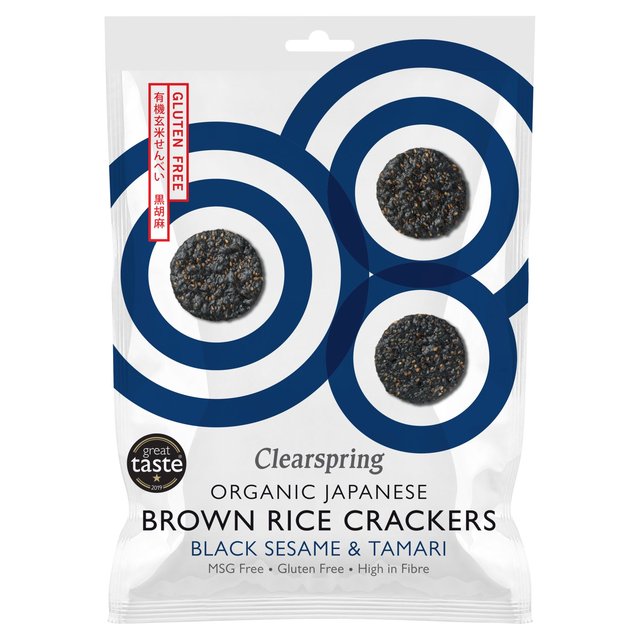 Clearspring Organic Black Sesame Brown Rice Crackers, 40g