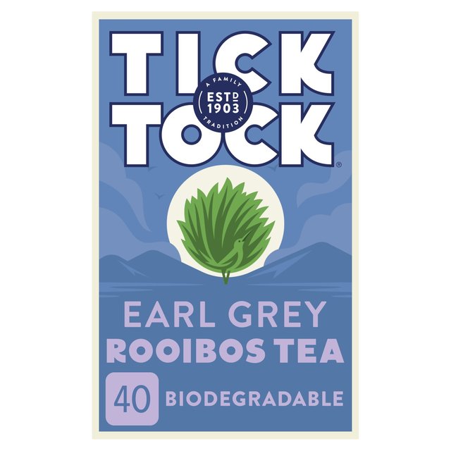 Tick Tock Rooibos Earl Grey Tea Bags, 40 per Pack