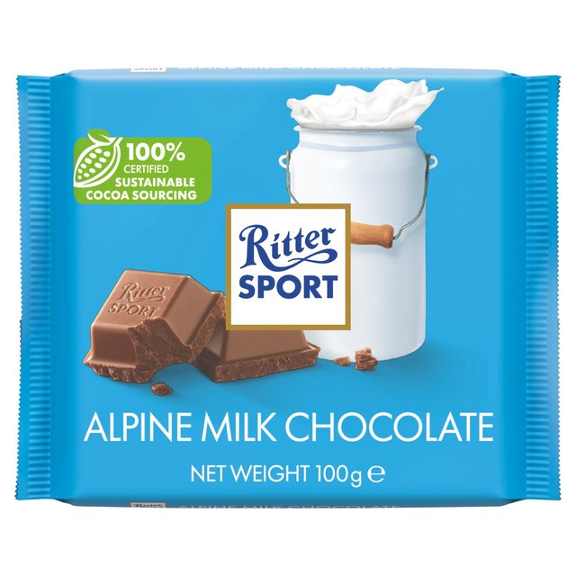 Ritter Sport Alpine Milk Chocolate, 100g