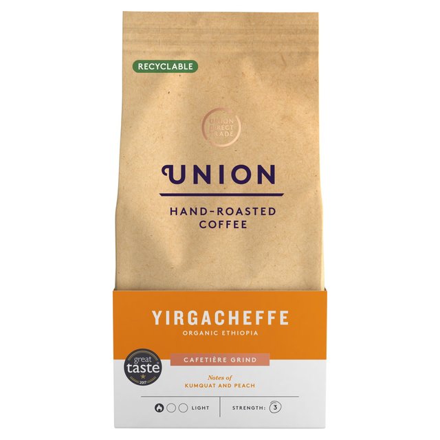 Union Hand Roasted Yirgacheffe Ethiopia Cafetiere Grind, 200g