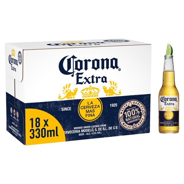 Corona Extra Premium Lager Beer Bottles, 18 x 330ml