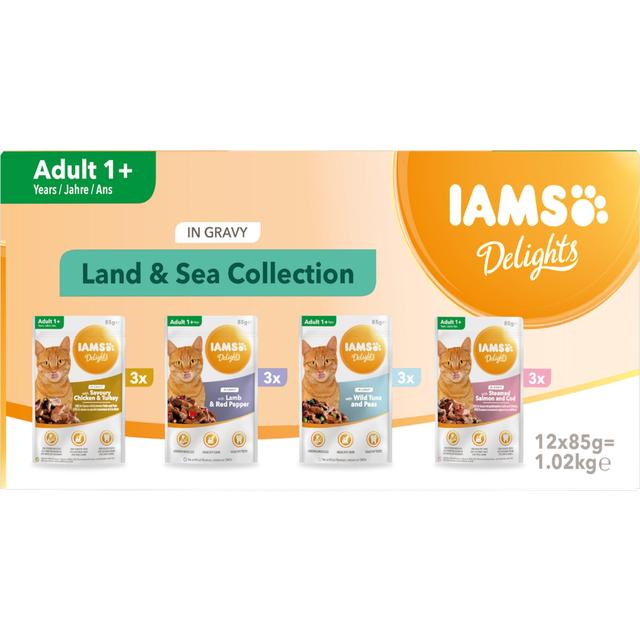 Iams Delights Adult Land & Sea Collection in Gravy Multipack, 12 x 85g