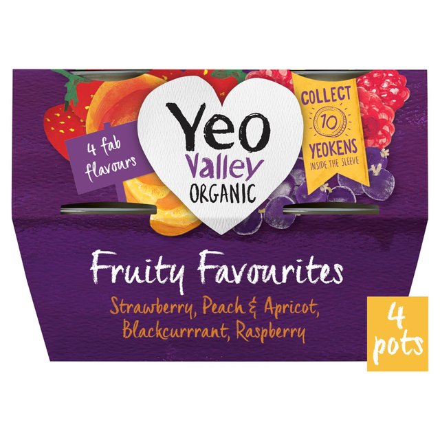 Yeo Valley Organic Fruity Favourites Yoghurts, 4 x 110g