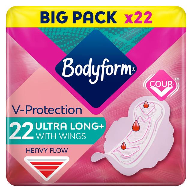 Bodyform Cour-V Ultra Long Sanitary Towels Wings, 22 Per Pack