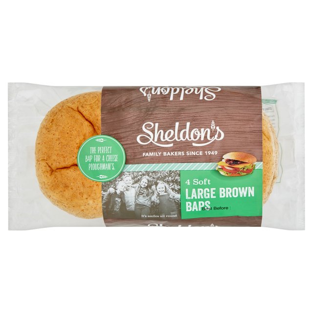 Sheldon’s Large Brown Baps, 4 Per Pack