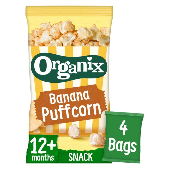 Organix Banana Organic Puffcorn, 12 Mths+ Multipack, 4 x 10g