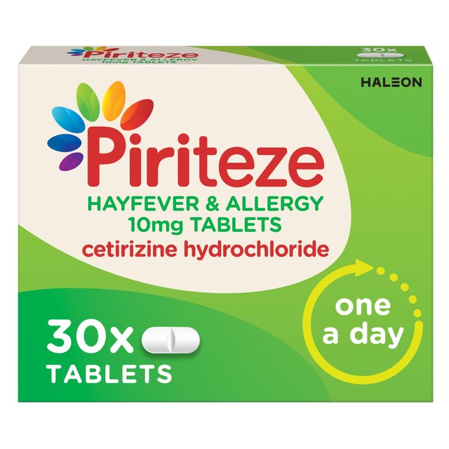Piriteze Hayfever & Allergy Relief Antihistamine Cetirizine 30 Tablets