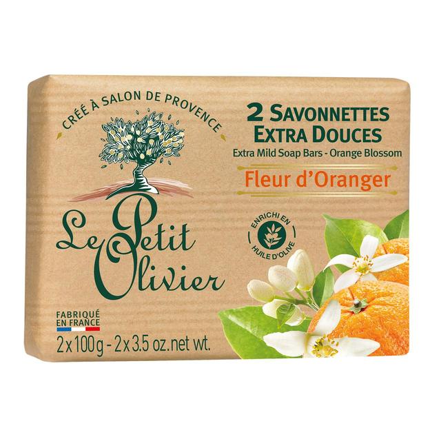 Le Petit Olivier Extra Mild Orange Blossom Soap Bar, 2 x 100g
