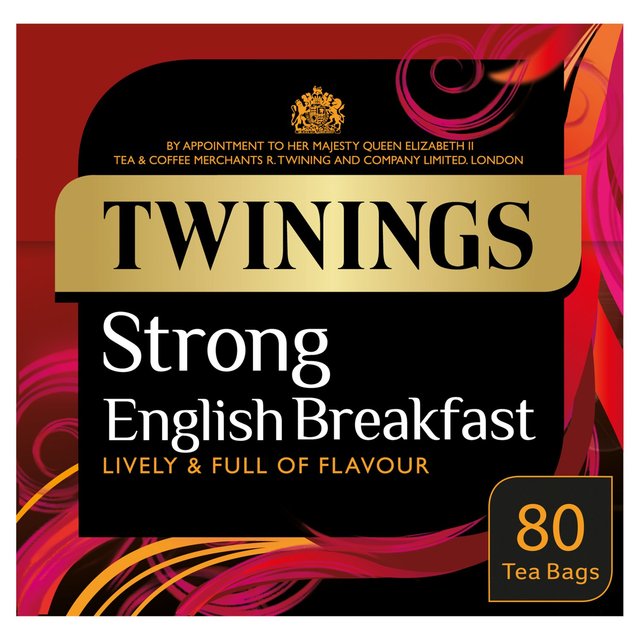 Twinings English Strong Breakfast Tea, 80 Tea Bags, 80 Per Pack