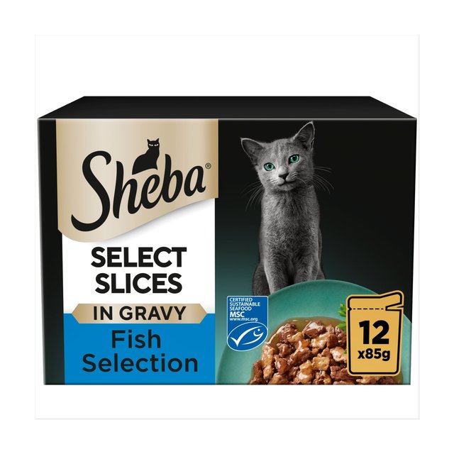 Sheba Select Slices Cat Food Pouches MSC Fish in Gravy, 12 x 85g