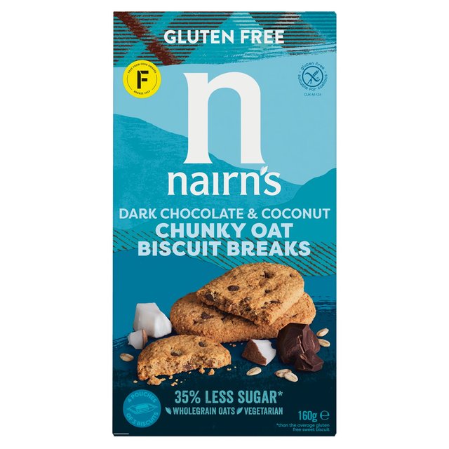Nairn’s Gluten Free Oats, Dark Chocolate & Coconut Breakfast Biscuit Breaks, 160g
