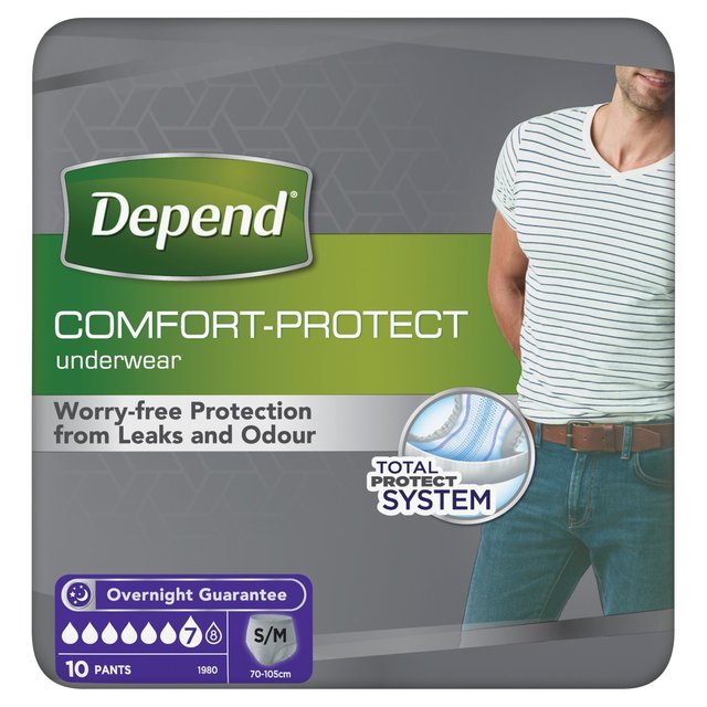 Depend Comfort Protect S/M Incontinence Pants Men, 10 Per Pack