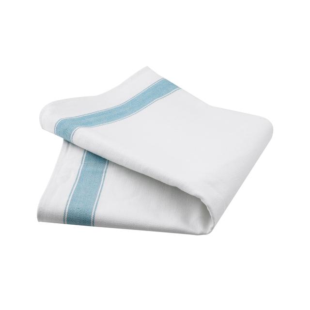 Belledorm White & Green Stripe Tea Towel, 2 per Pack