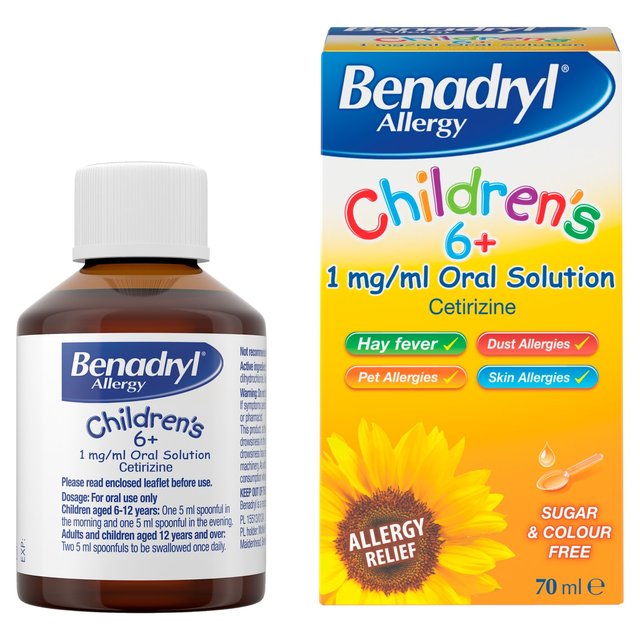 Benadryl Allergy Oral Solution for Children, 6+Years, 70ml