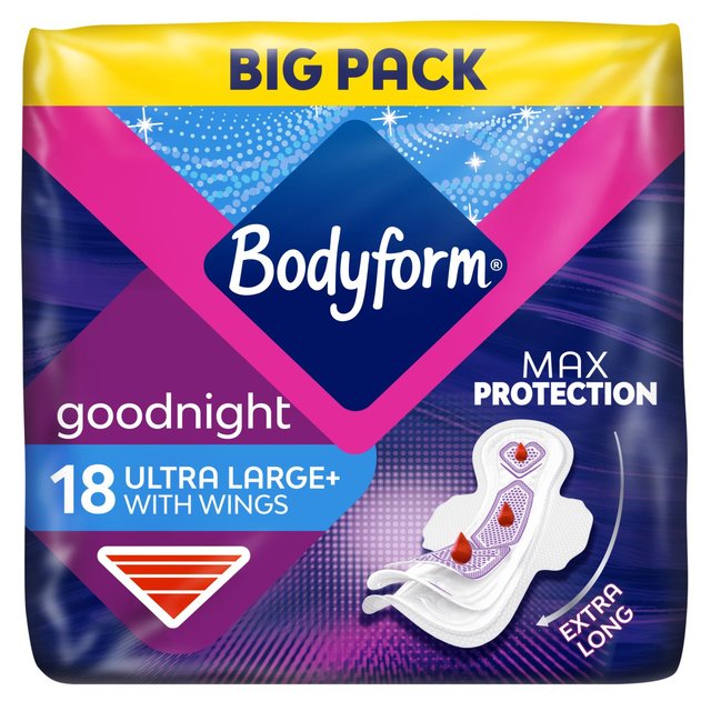 Bodyform Cour-V Ultra Night Sanitary Towels Wings, 18 Per Pack