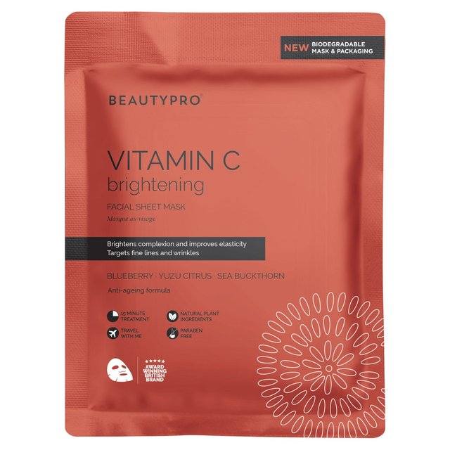 BeautyPro Vitamin C Brightening Facial Sheet Mask, 30g